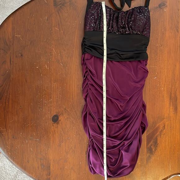 Speechless Sequin Medium Mini Dress Purple Black Made in USA Wear Underarms - Picture 6 of 11